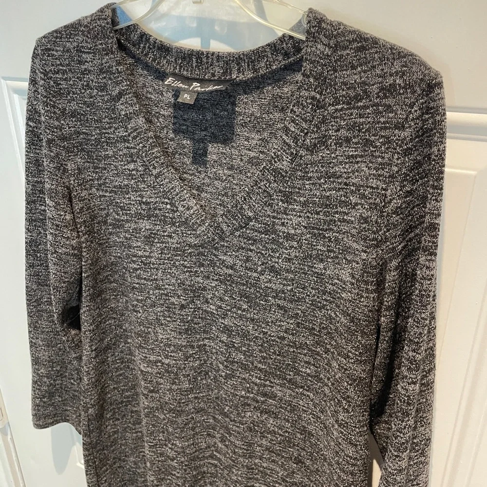 Ellen Parker Charcoal Heather Gray Long Sleeve Sweater Dress Size Petite Large
